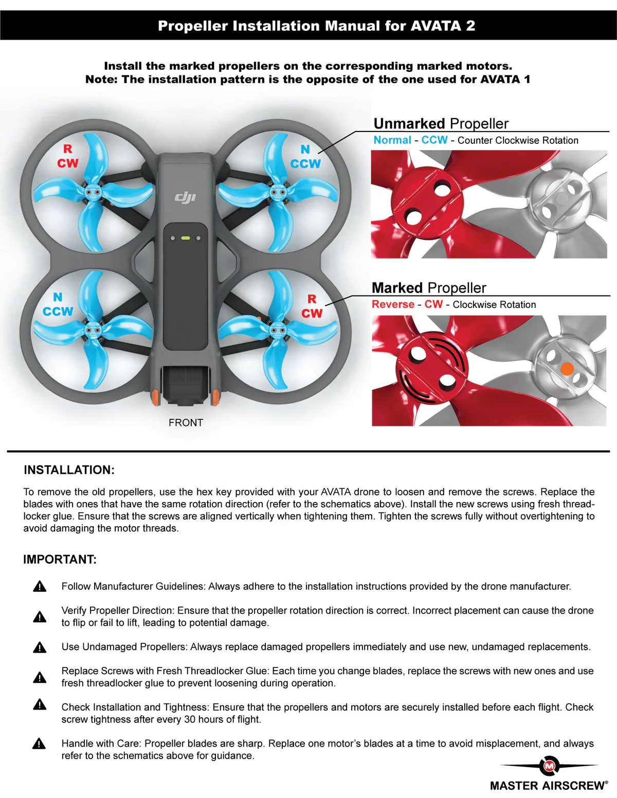 MA DJI Avata 2 Upgrade Propellers - アップグレード・プロペラ  (ブラック）4本セット MA.AV23032SB4